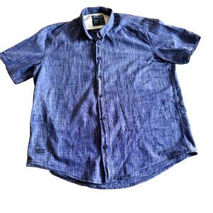 Cosplay Men's XXL Slim Fit Blue Short Sleeve Button Down Shirt